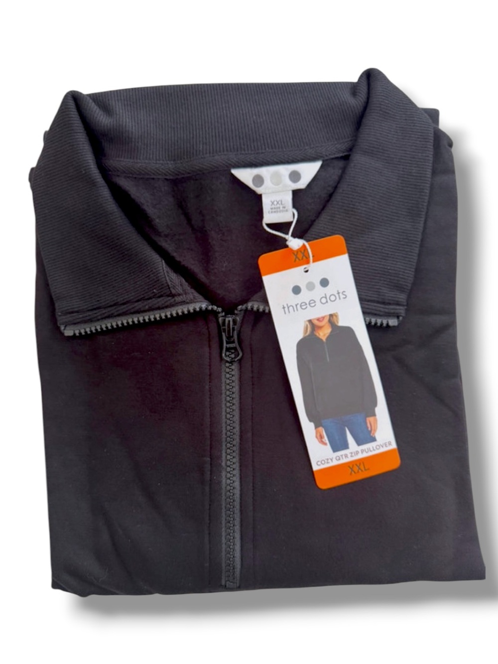 Three Dots Womens Quarter-Zip Pullover Sweatshirt New with Tags